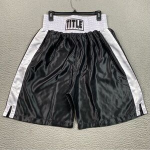 TITLE Boxing Shorts Men's Size XXL Black & White Satin